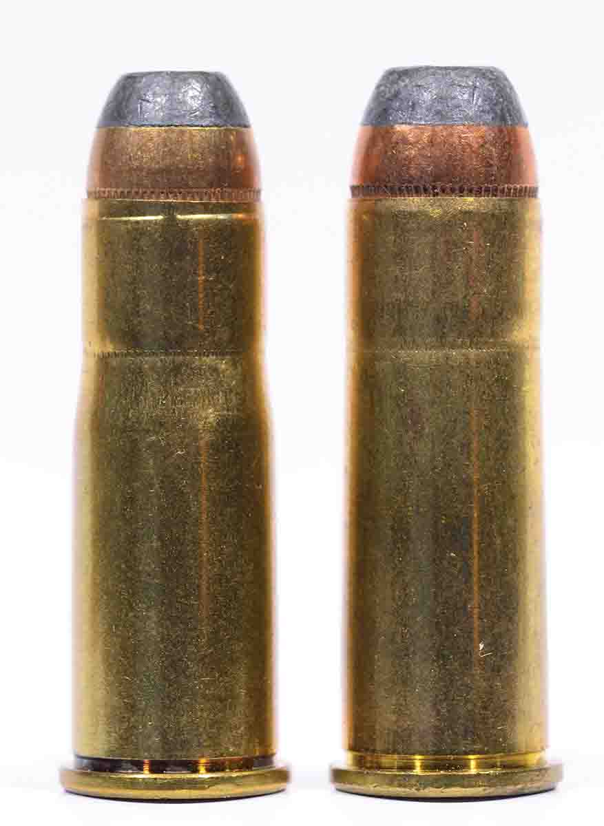 The .38-40 (left) and its older brother, the .44-40 (right), are ballistically almost identical.